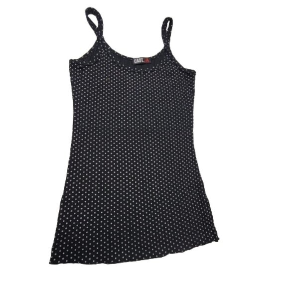 Spaghetti Strap Sleeveless Top Stretchy Polka Dot Casual Top - Picture 2 of 5